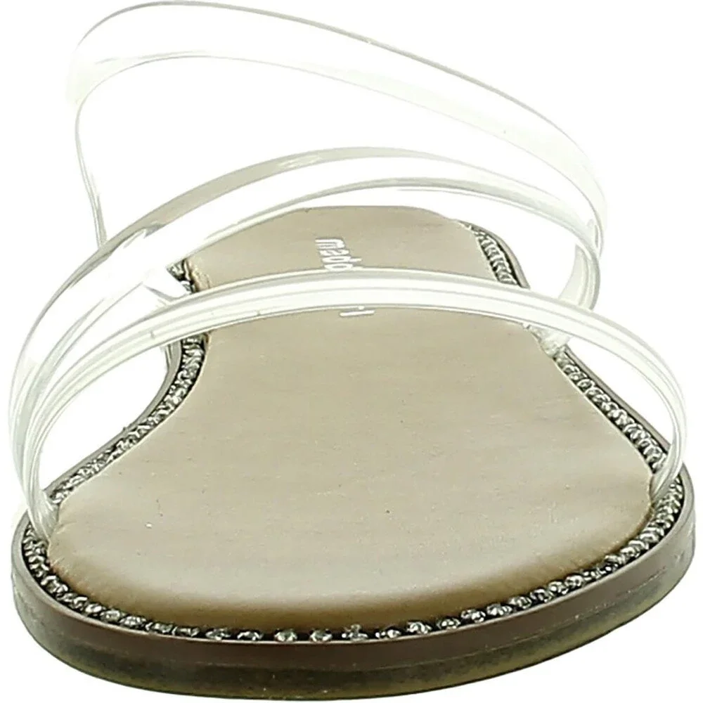 Madden Girl Fondue Sandals Women's US 6.5 Clear Round Toe Slip On Slide ZAP2497